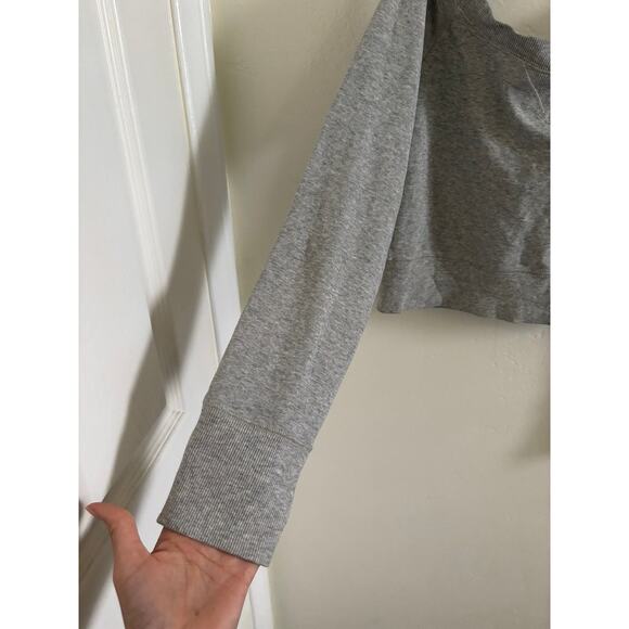 Abercrombie & Fitch Top Women's Medium Off Shoulder Cropped Long Sleeve Gray - Picture 3 of 7